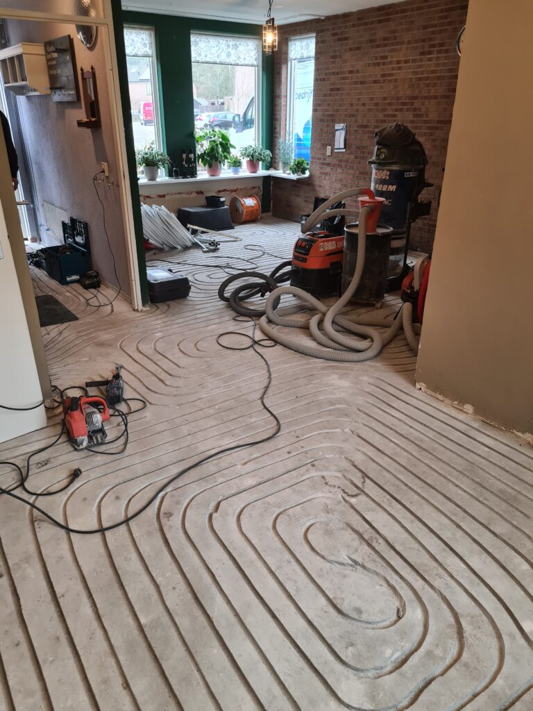 Vloerverwarming in aanleg